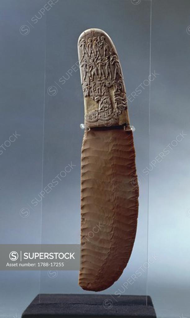 Naqada II Period Gebel el Arak knife with flint blade and ivory