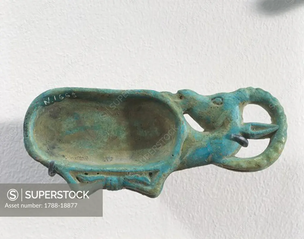 Ancient Egyptian ibex-shaped spoon, New Kingdom, XVIII Dynasty