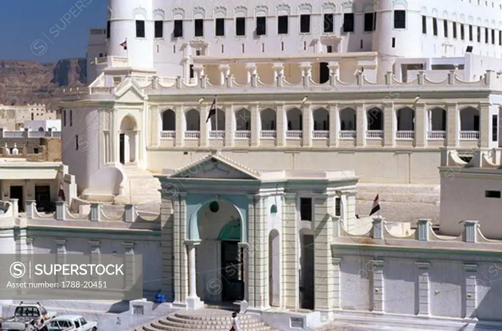 Yemen, Seiyun, Hadhramaut region, Sultan Al Kathiri Palace exterior