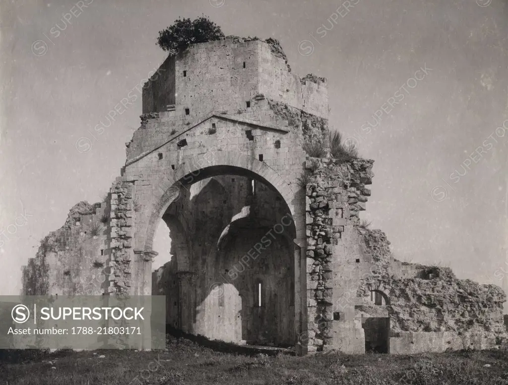 Ruins of San Bruzio monastery, Magliano in Toscana, Tuscany, Italy, photograph by Istituto Italiano d'Arti Grafiche, Bergamo, ca 1905.