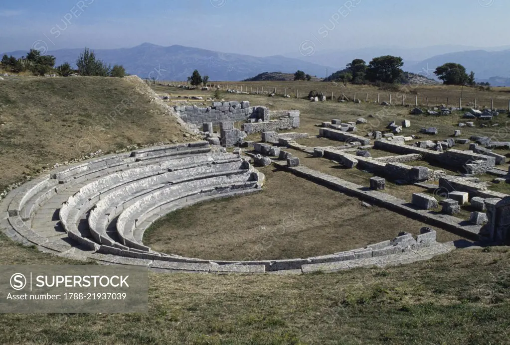 The Samnite Temple and Theatre, late 2nd century bC, Bovianum Vetus, Pietrabbondante, Molise, Italy.