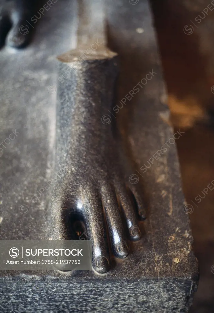 Foot, detail from a statue of the Temple of Isis, Campo Marzio, Rome, Italy. Roman civilisation.