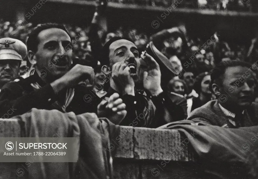 Fascist supporters at the Berlin Olympics, 1936, Germany, from L'Illustrazione Italiana, Year LXV, No 22, May 29, 1938.