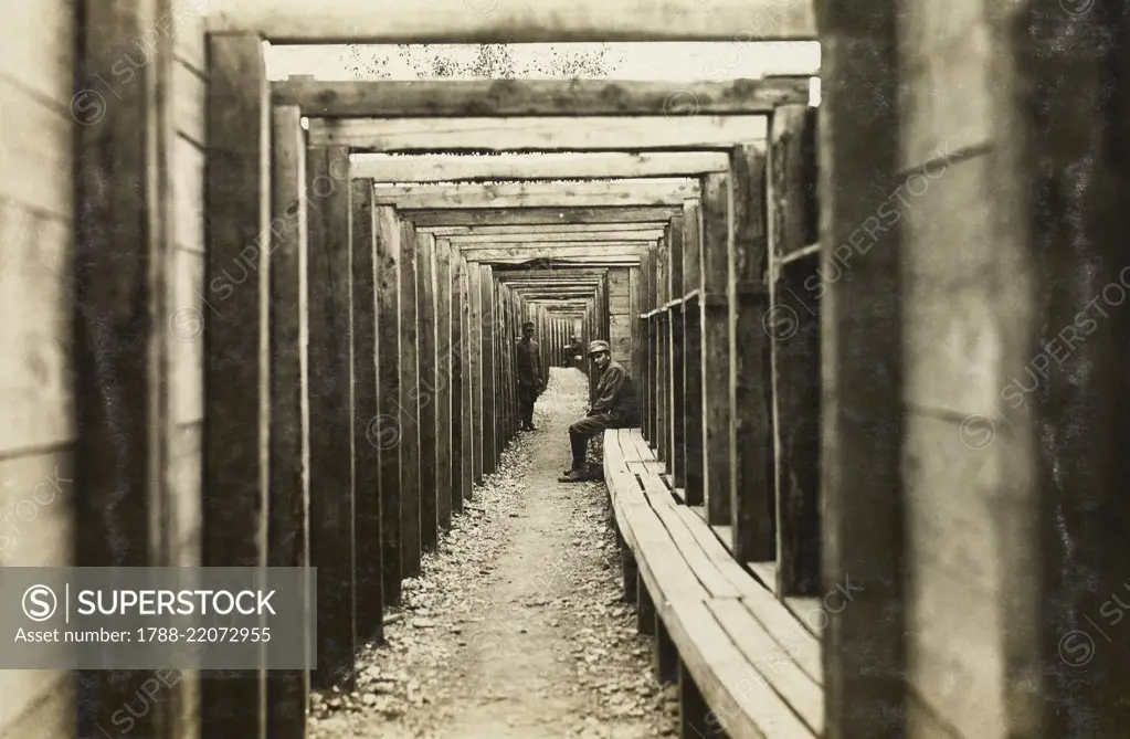 An Italian walkway built by the Military Genius, World War I, Italy, 20th century.