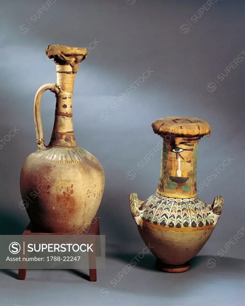 Egypt, Funerary vessels from the tomb of Kha and his wife Merit in Deir el-Medina, eighteenth dynasty