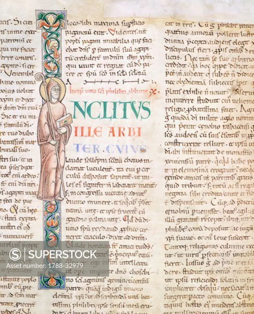 Illuminated page from the Morals on the Book of Job (Moralia in Job) by  Saint Gregory the Great, manuscript 168 folio 4 verso, Citeaux, France 12th  Century. - SuperStock