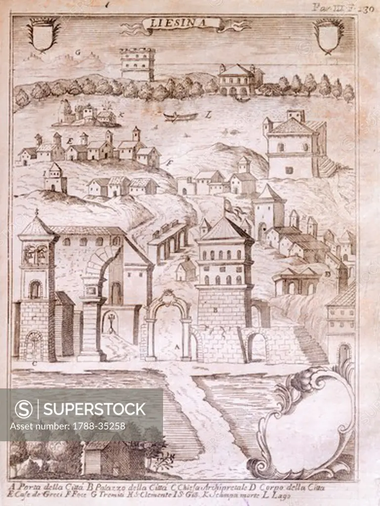 View of Lesina in Puglia, Italy 17th Century.
