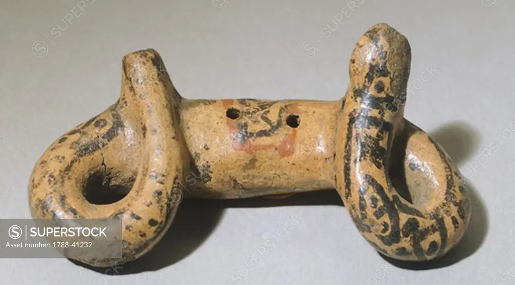 Ocarina flute from Costa Rica. Pre-Colombian Civilization.