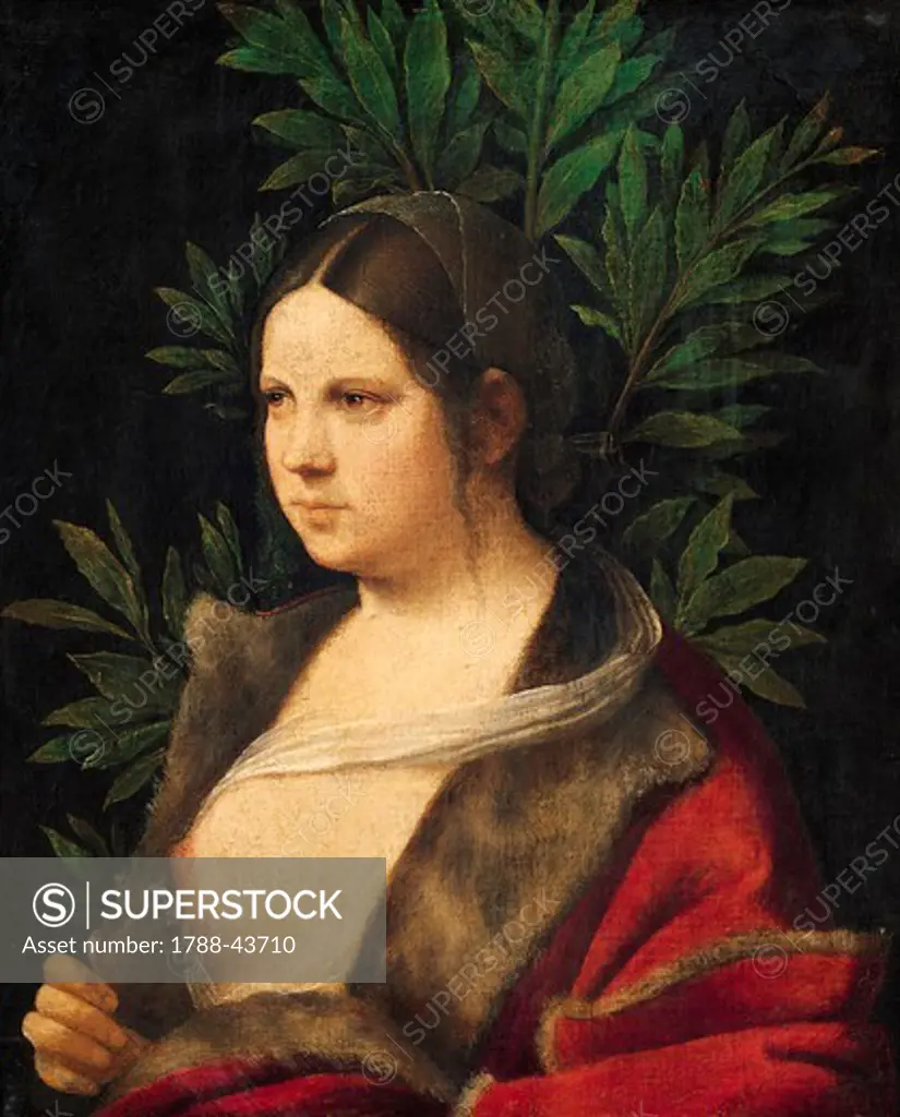 Laura or Portrait of a Young Woman, ca 1506, by Giorgione (1478-ca 1510), oil on canvas mounted on wood, 41x33.6 cm.