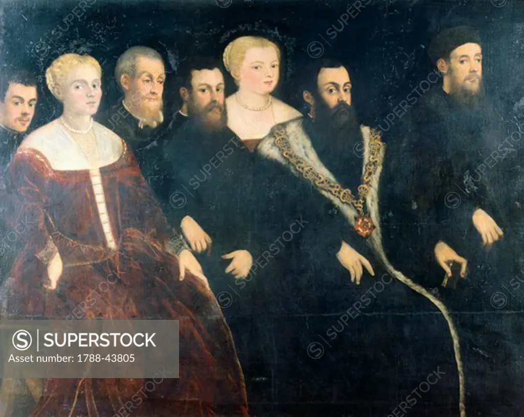 The Soranzo family, by Jacopo Robusti known as Tintoretto (1518-1594). Detail.