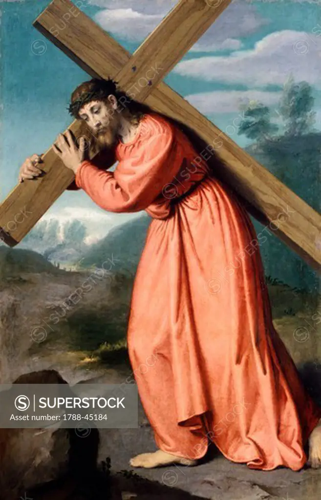 Christ carrying the cross, 1560-1565, by Giovanni Battista Moroni (1525 ca- 1578). Shrine of Our Lady of Tears, Albino.