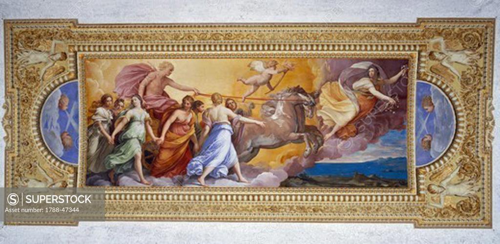 Aurora, 1613-1614, by Guido Reni (1575-1642), fresco. Palazzo ...