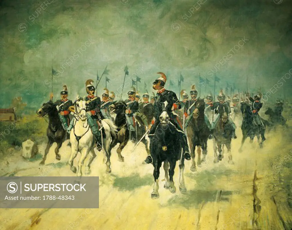 Squadron of the Royal Piedmont Cavalry Regiment, by Antonio Mancini (1852-1930).