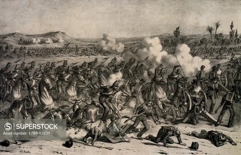 Battle of Sacramento, charge of the Mexican lancers, February 28, 1847 ...