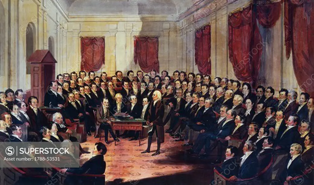 The constitutional convention in Virginia, 1830, by George Catlin (1796-1872). The United States, 19th century.