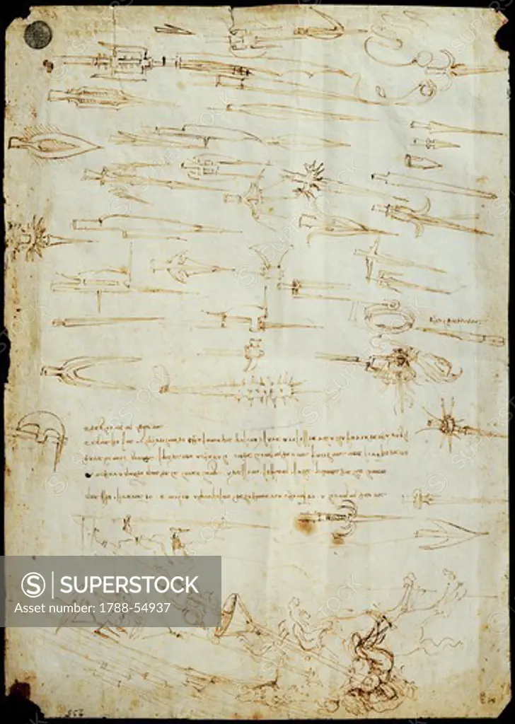 Study on war, by Leonardo da Vinci (1452-1519), folio 235 recto.