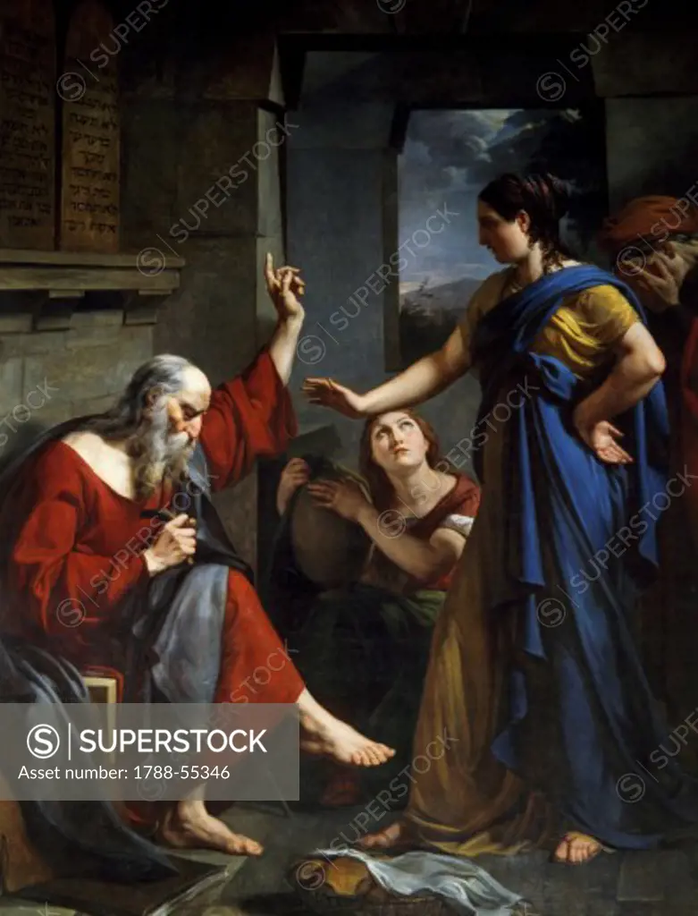 Jeroboam's wife and the prophet Ahijah, 1822, by Ludovico Venuti, oil on canvas, Chiesa di Santa Maria di Montesanto (Church of St Mary of the Holy Mountain), Rome. Italy, 19th century.