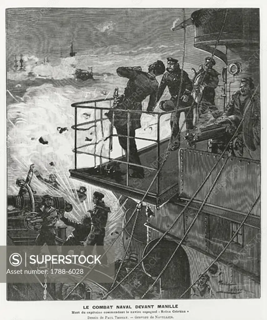 Philippines - 19th century - Battle of Manila Bay, 1st may 1898. United States victory in Spanish-American War