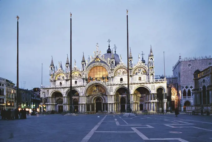 Saint Mark's Basilica at sunset, Venice (UNESCO World Heritage List, 1987), Veneto, Italy, 11th-18th century.