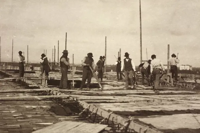 Construction of a power plant, northern Italy, 20th century.