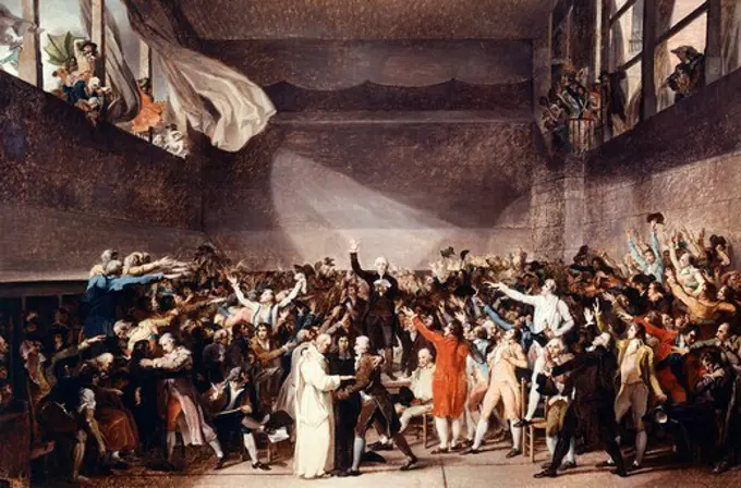 Tennis Court Oath in Versailles on June 20, 1789, 1784-1794, by Jacques-Louis David (1748-1825), oil on canvas, 65x88.70 cm.