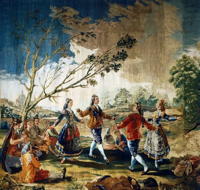 Dance of the Majos at the Banks of Manzanares, 19th century, tapestry designed by Francisco de Goya (1746-1828).