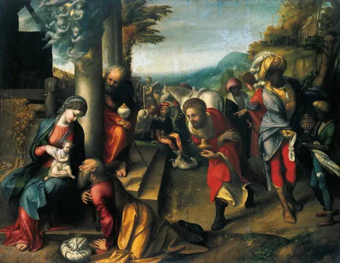 Adoration of the Magi, 1518, by Antonio Allegri, known as Correggio (1489-ca 1534), oil on canvas, 84x108 cm.