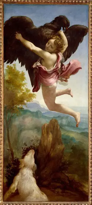 The Abduction of Ganymede, 1531-1532, by Antonio Allegri, known as Correggio (1489-ca 1534). Oil on canvas, 163.5x70.5 cm.