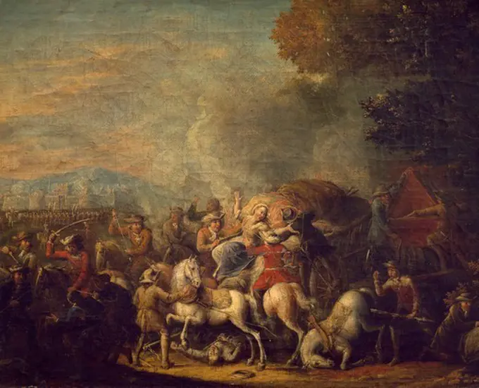 Attack on a cart, by Louis Joseph Watteau (1731-1798).