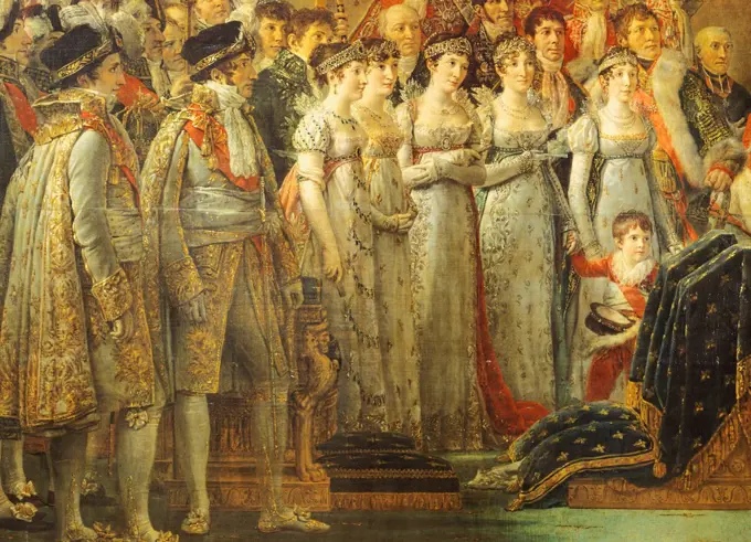 The Coronation of Napoleon, 1807, by Jacques-Louis David (1748-1825), oil on canvas, 610x970 cm. Detail.