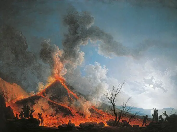 Vesuvius eruption from the Atrio del Cavallo, by Pierre-Jacques Volaire (1729-1792).