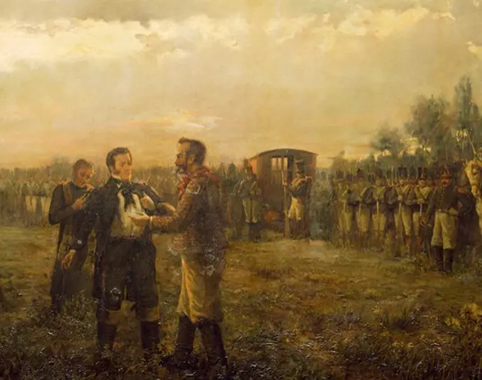 Execution of Manuel Dorrego, painting by Ballerini. Argentina, 19th century.