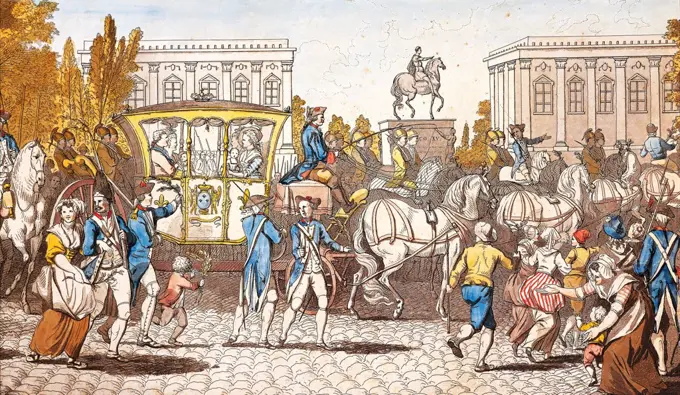 Louis XVI's entrance into Paris, October 6, 1789. French Revolution, France, 18th century.