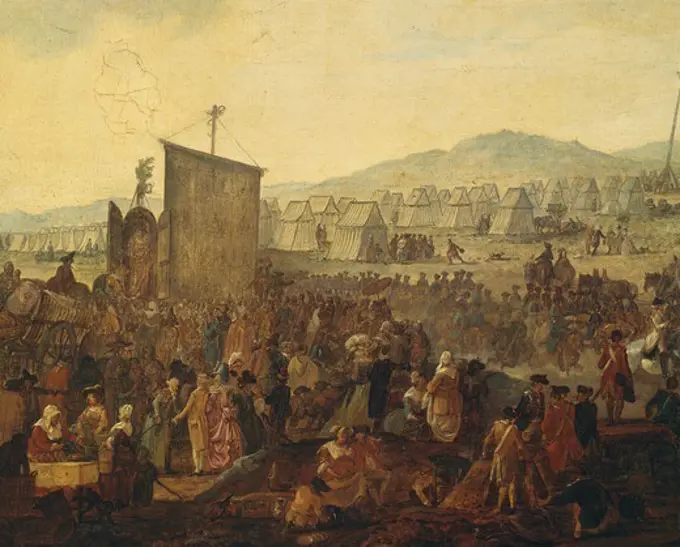 Encampment at Saint Omer, painting by Jacques Swebach (1769-1823). France, 18th century.