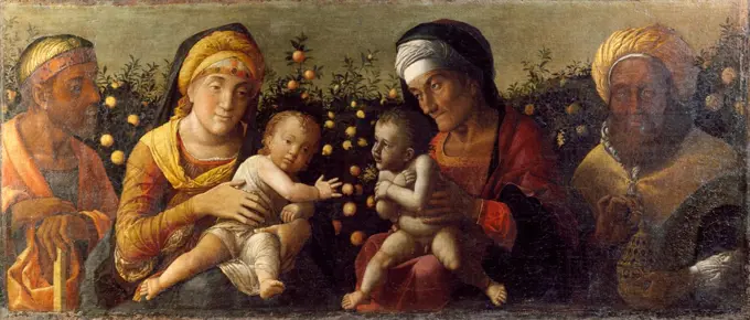 Holy Family and the Family Baptist, painting attributed to Correggio (1489-1534). Basilica di Sant'Andrea, Mantua (UNESCO World Heritage List, 2008). Italy, 16th century.