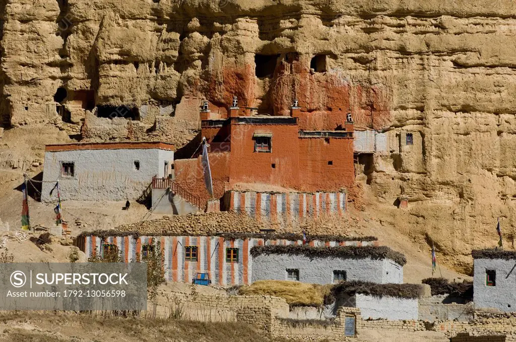 Nepal, Dhawalagiri Zone, Mustang District (former Kingdom of Lo), Garphuk, troglodytic monastery