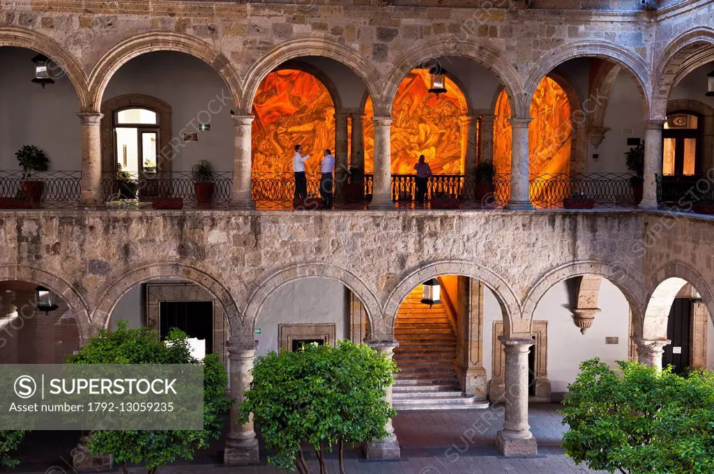 Mexico, Jalisco state, Guadalajara, the baroque Governor's Palace (Palacio de Gobierno) in the historical center