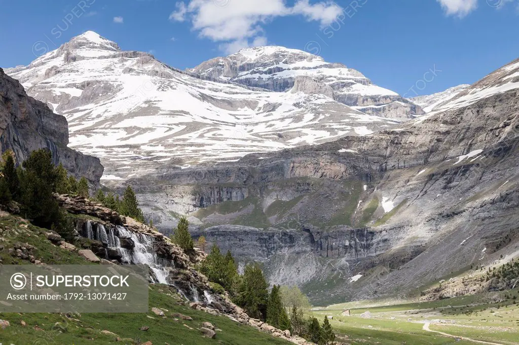 Spain, Aragon, Huesca province, Ordesa y Monte Perdido National Park, listed as World Heritage by UNESCO, Torla, the Ordesa canyon, the Monte Perdido ...