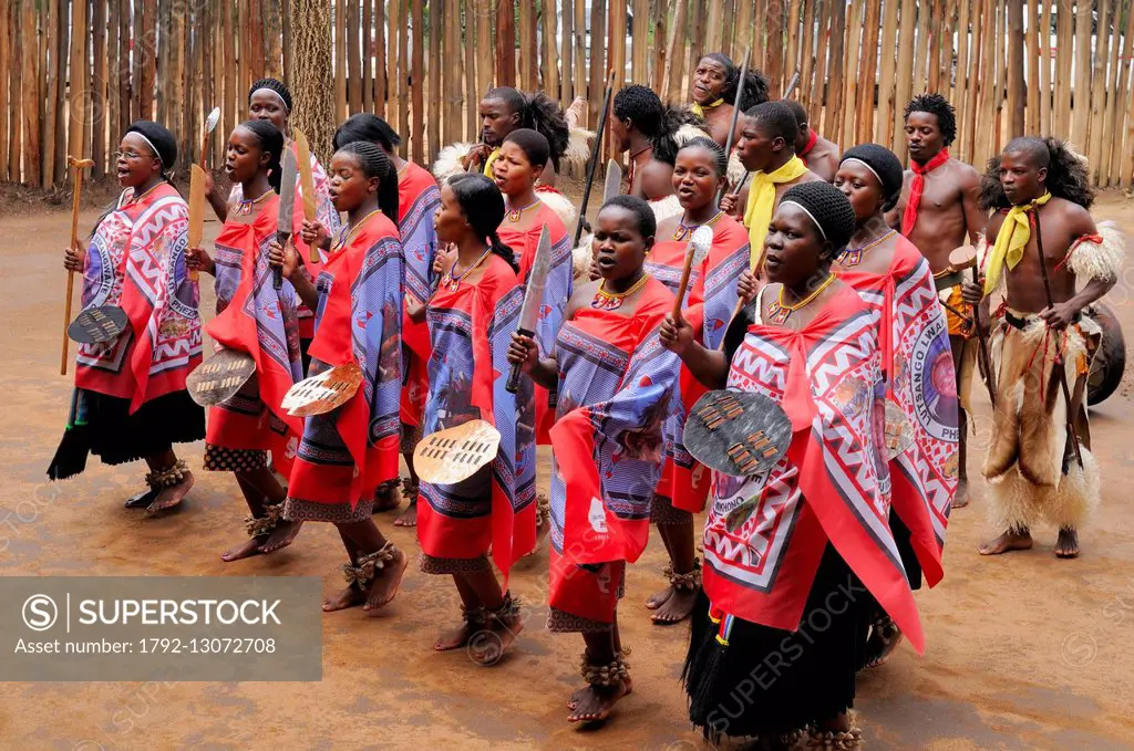 Swaziland, Hhohho district, Ezulwini valley (valley of Heaven), Mantenga Nature Reserve, the Swazi Cultural Village is a living museum representing th...