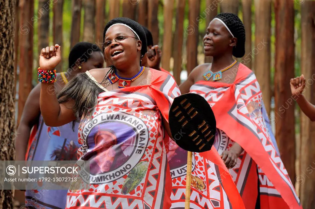 Swaziland, Hhohho district, Ezulwini valley (valley of Heaven), Mantenga Nature Reserve, the Swazi Cultural Village is a living museum representing th...