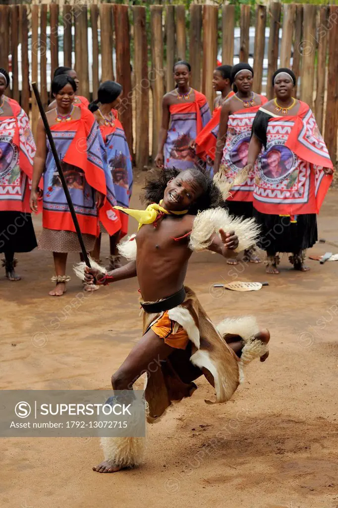 Swaziland, Hhohho district, Ezulwini valley (valley of Heaven), Mantenga Nature Reserve, the Swazi Cultural Village is a living museum representing th...