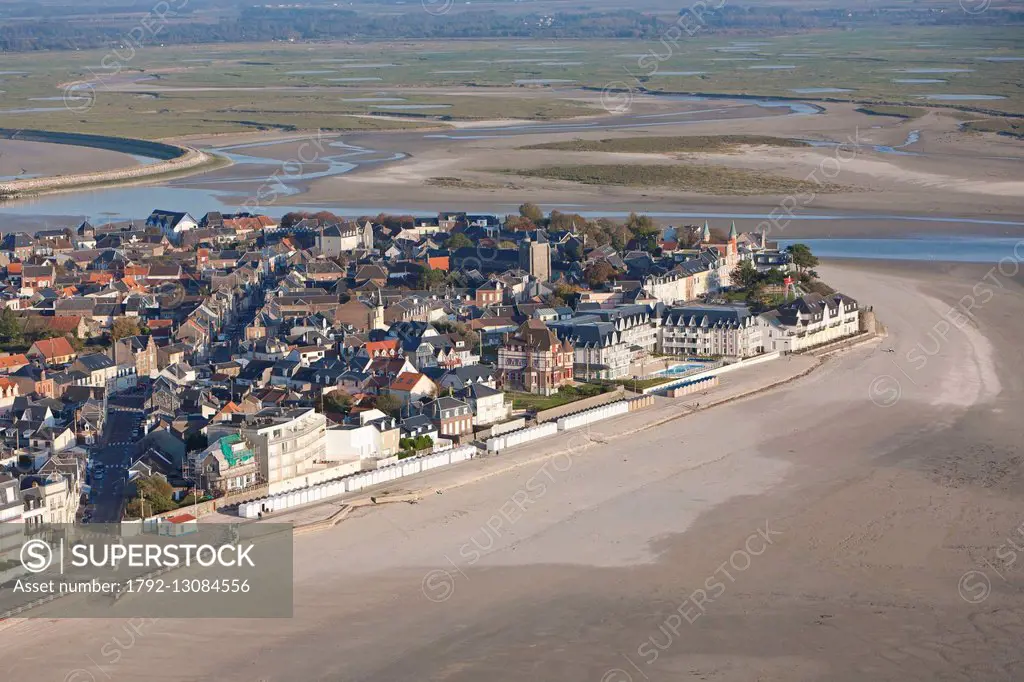 France, Somme, Baie de Somme, Le Crotoy (aerial view)