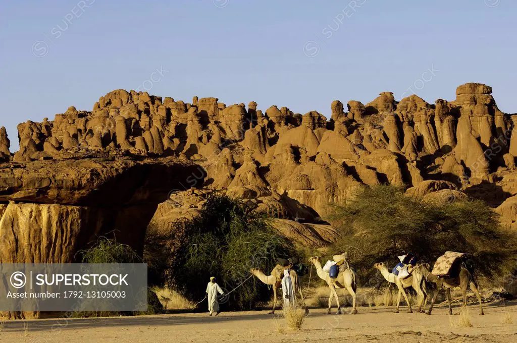 Chad, Southern Sahara desert, Ennedi massif, needles and sandstone mushrooms of Sicandré