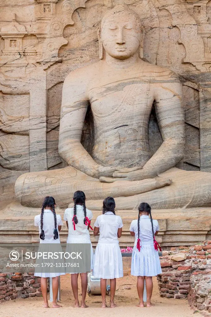 Sri Lanka, North Central province, Polonnaruwa, the former capital of the country (11th to 13th century) listed as World Heritage by UNESCO, Vihariya ...