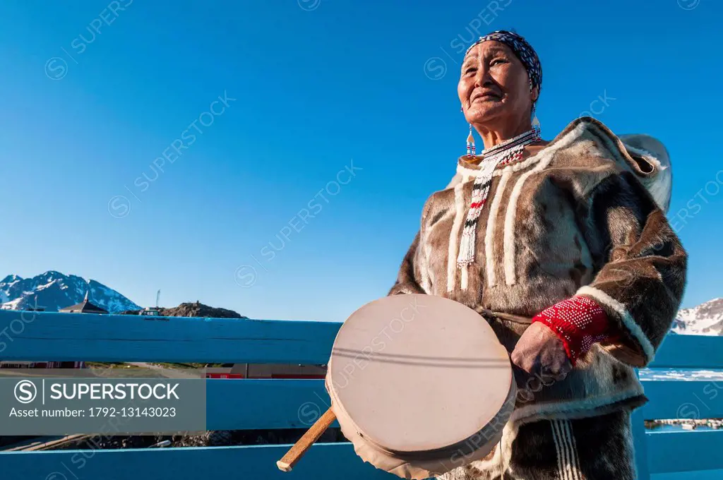 Greenland, Sermersooq, traditional suite of inuit women