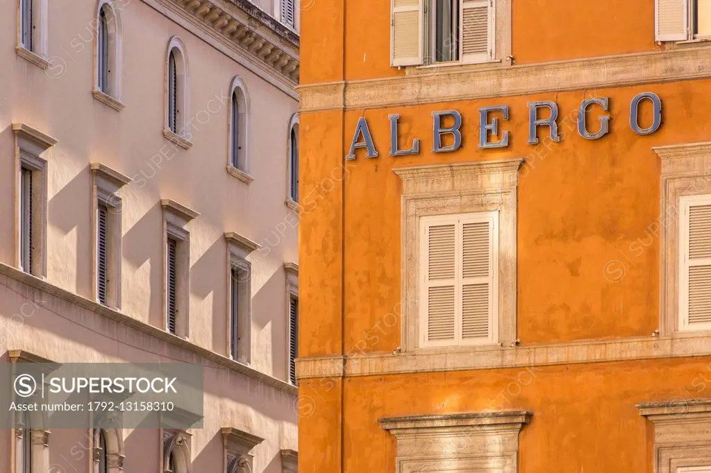 Italy, Lazio, Rome, building facade on a square