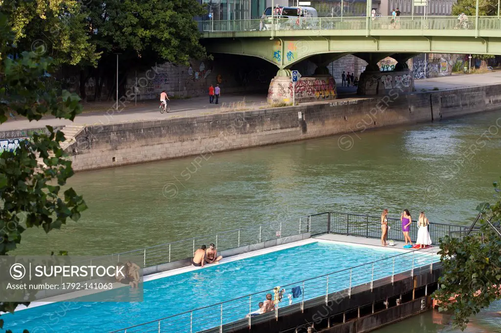 Austria, Vienna, Danube Canal, Badeschiff, a local swimming_pool opened in 2006