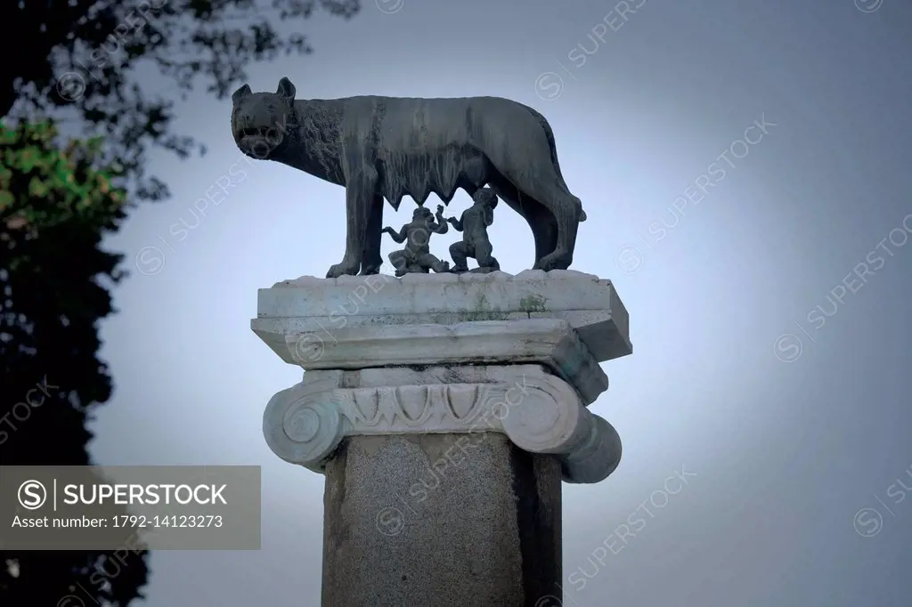 Italy, Latium, Rome, Piazza del Campidoglio, Capitolium Square,She-Wolf, listed as World Heritage by UNESCO