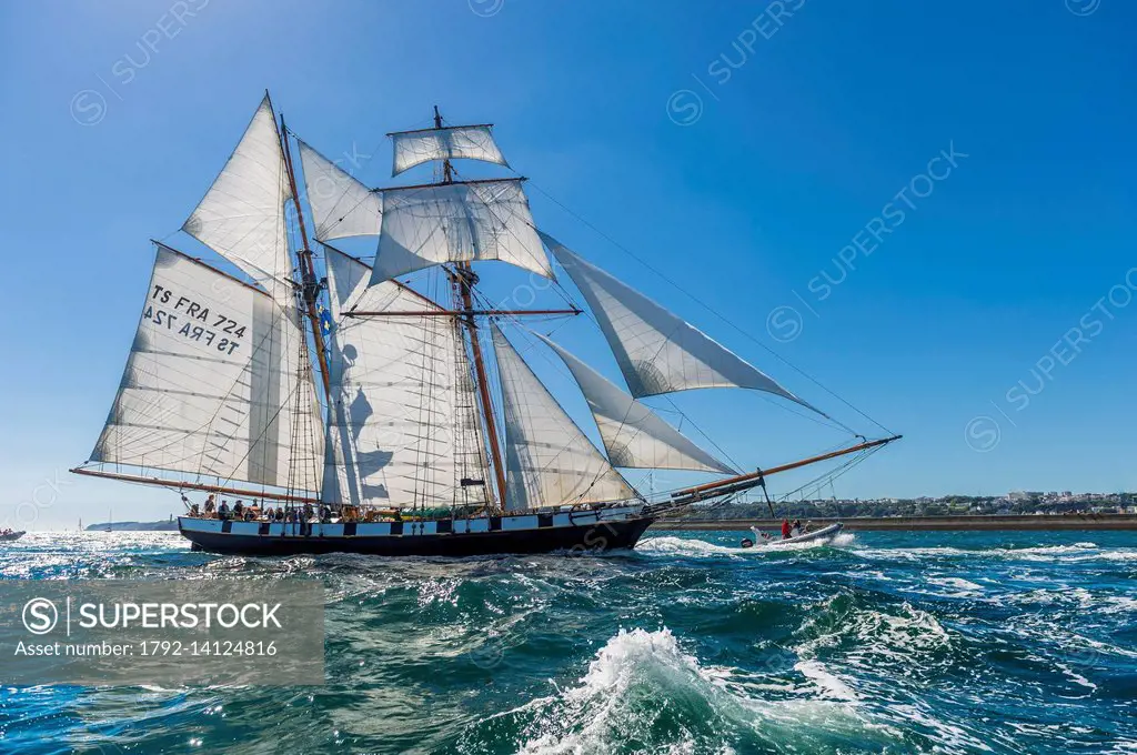 France, Finistere, Brest, Brest 2016 International Maritime Festival, large gathering of traditional boats from around the world, every four years for...