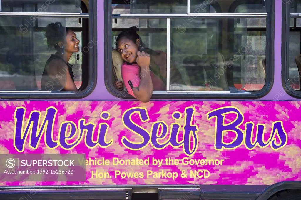 Papua New Guinea, National Capitale district, Port Moresby, town area, Meri Seif Bus, a local bus reserved for women